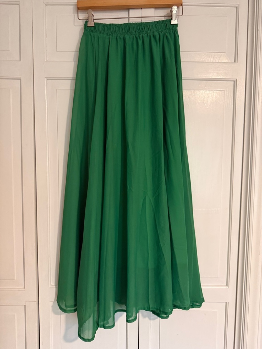 Women’s Green Chiffon Maxi Skirt - Elastic Waist